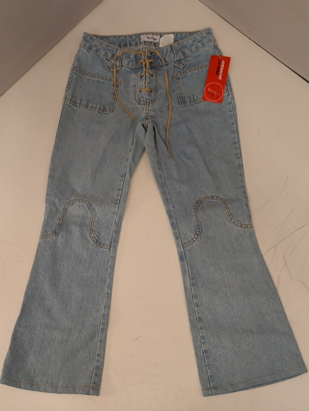 Vintage Deadstock Corset Lace Up Jordache Lo Rise Denim Flare Jeans SeeMeasure